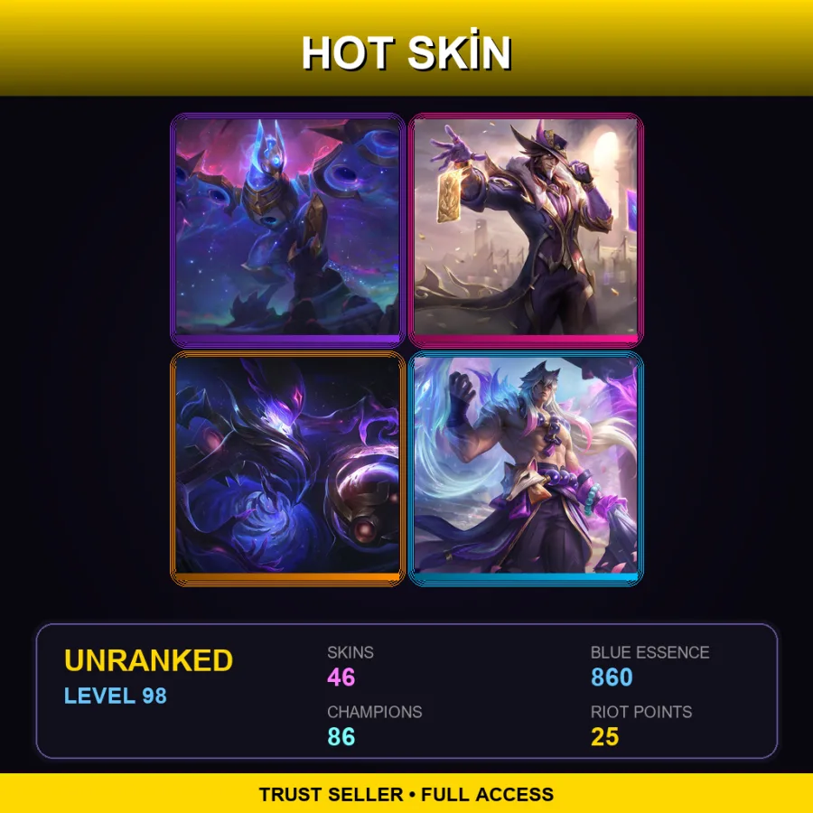 EUNE | Lv98 | Unranked | 46 Skin | 86 Champ