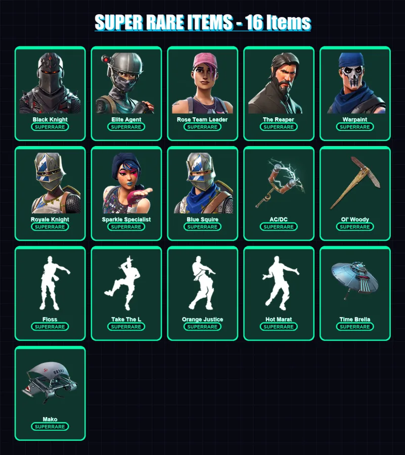 [PS4/PS5/PC] | Black Knight | Elite Agent | Rose Team Leader | The Reaper | Warpaint | 18 skin | 28 pickaxe | 47 emote | 42 glider | Lv830