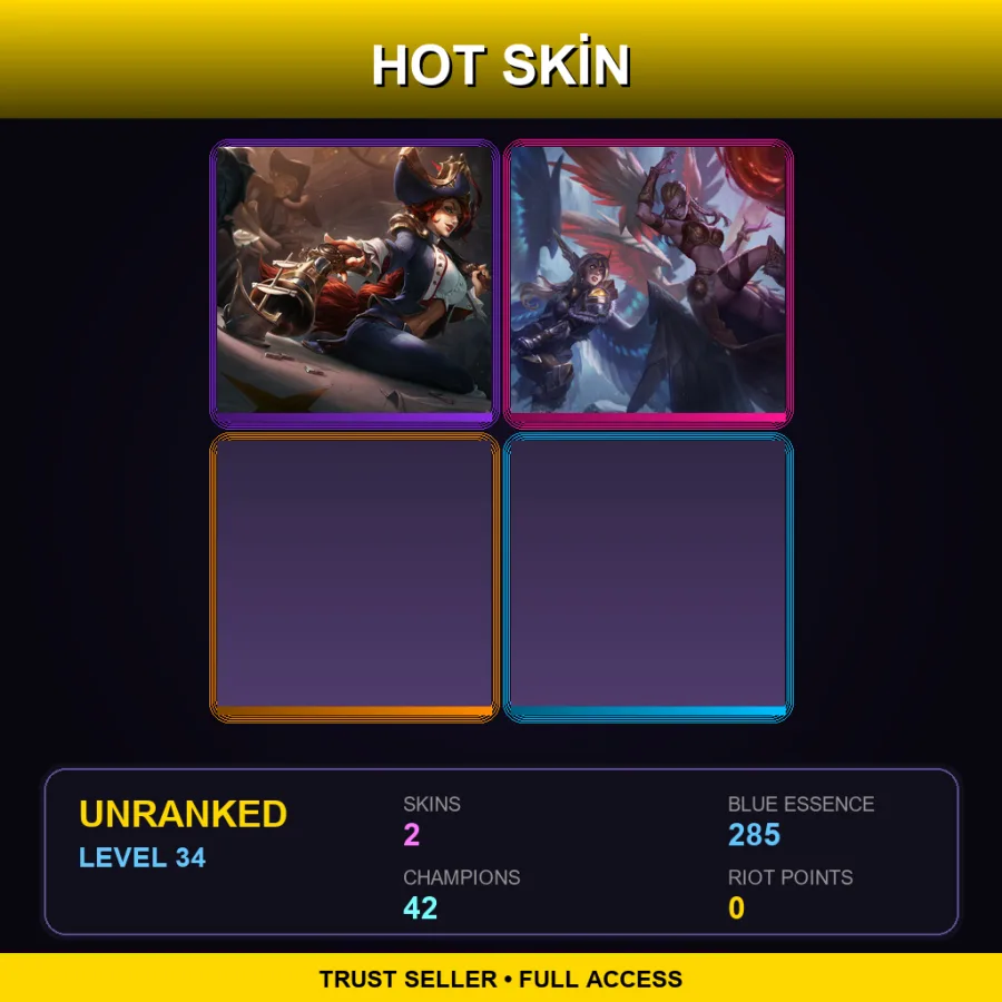 EUW | Lv34 | Unranked | 2 Skin | 42 Champ — LoL account
