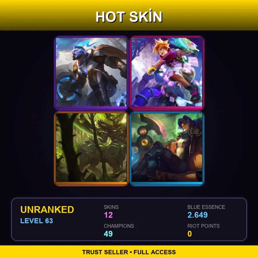 TR | Lv63 | Unranked | 12 Skin | 49 Champ — LoL account