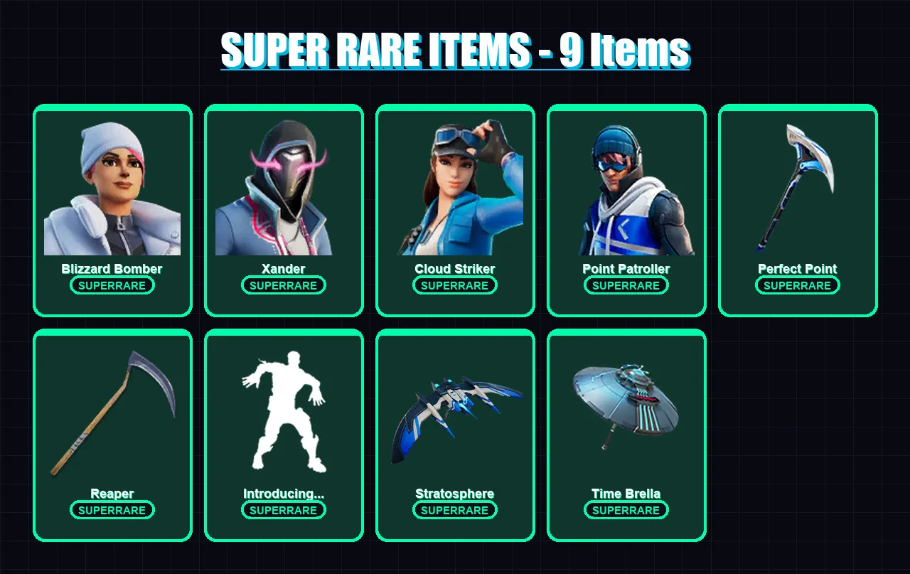 [PC/XBOX] | Blizzard Bomber | Xander | Cloud Striker | Point Patroller | Omegarok | 44 skin | 70 pickaxe | 59 emote | 73 glider | Lv1067