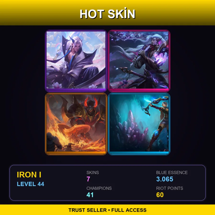 EUNE | Lv44 | Iron I | 7 Skin | 41 Champ — LoL account