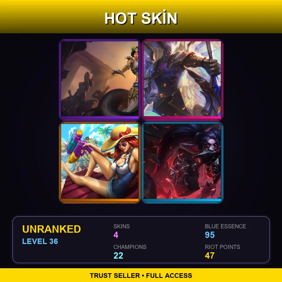 EUNE | Lv36 | Unranked | 4 Skin | 22 Champ — LoL account
