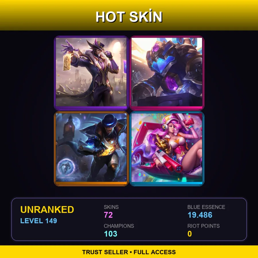VN | Lv149 | Unranked | 72 Skin | 103 Champ — Woad Ashe