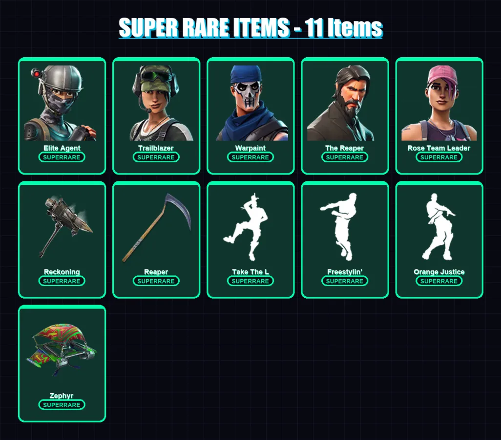 [PC/XBOX/PSN] | Elite Agent | Trailblazer | Warpaint | The Reaper | Rose Team Leader | 84 skin | 51 pickaxe | 58 emote | 55 glider | Lv739