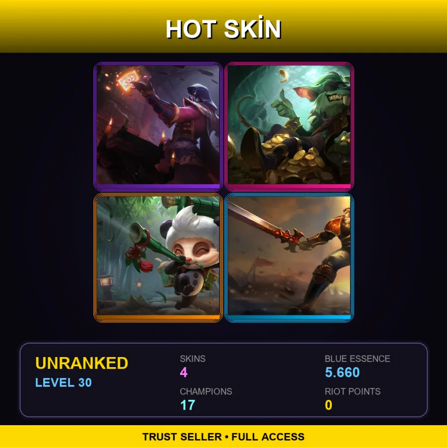 VN | Lv30 | Unranked | 4 Skin | 17 Champ — Panda Teemo