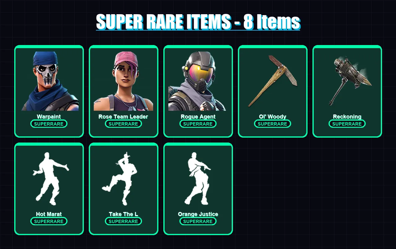 [PC/PSN] | Warpaint | Rose Team Leader | Rogue Agent | Lynx | Zenith | 51 skin | 33 pickaxe | 59 emote | 45 glider | Lv584