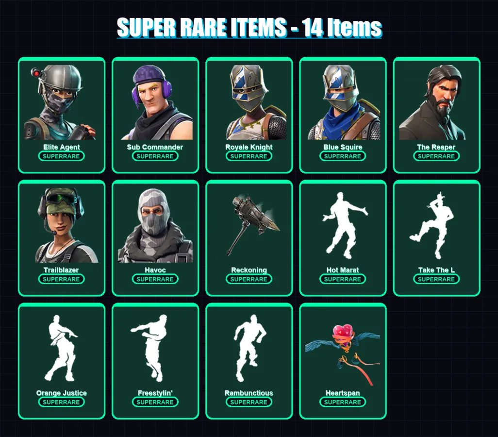 [PC/XBOX] | Elite Agent | Sub Commander | Royale Knight | Blue Squire | The Reaper | 90 skin | 87 pickaxe | 103 emote | 91 glider | Lv1408