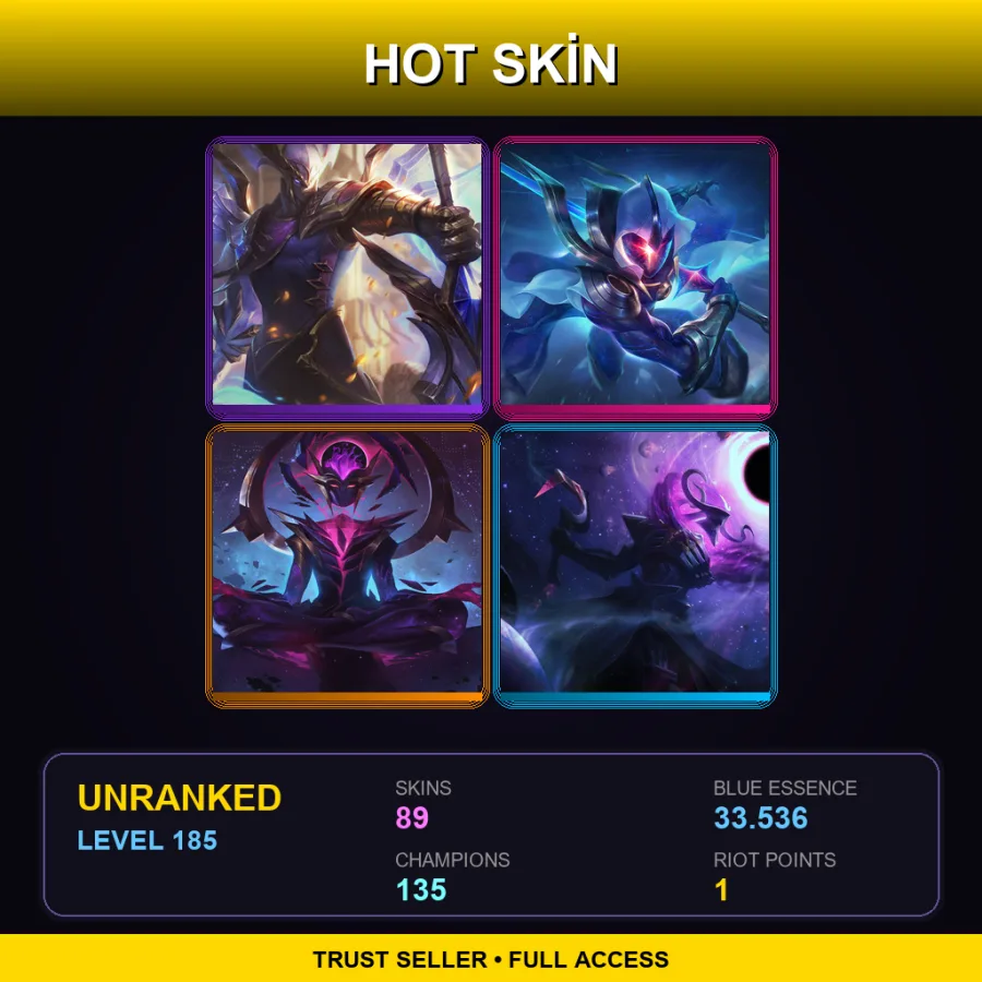BR | Lv185 | Unranked | 89 Skin | 135 Champ — LoL account
