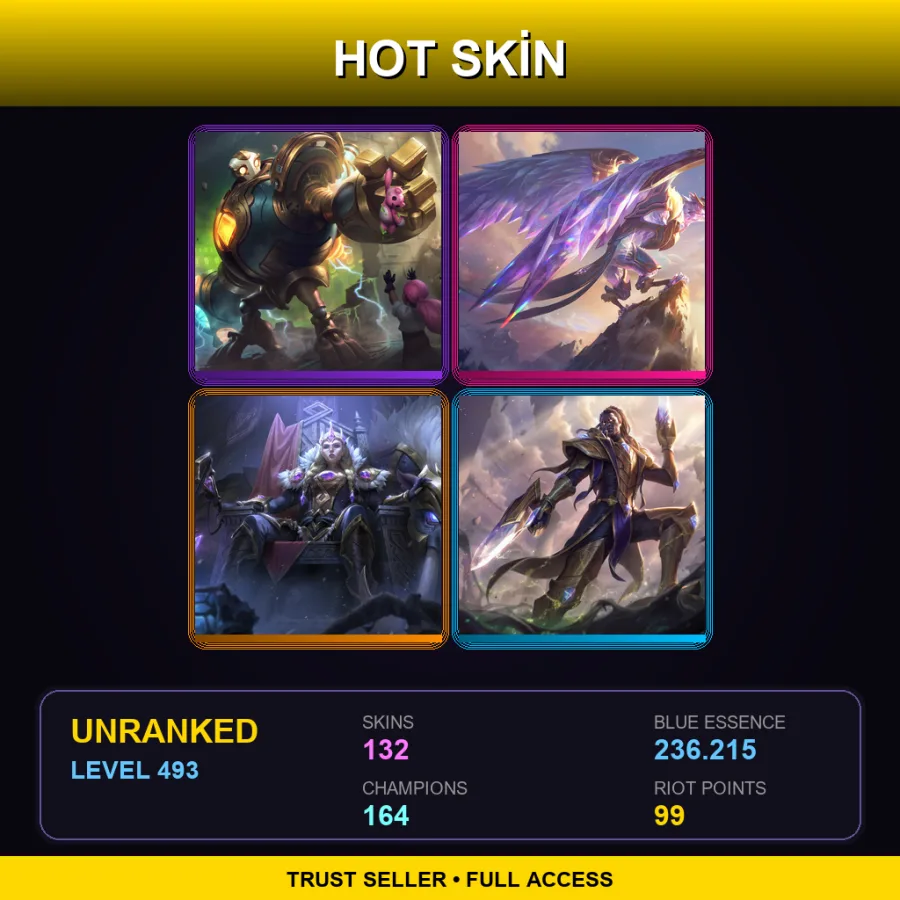 VN | Lv493 | Unranked | 132 Skin | 164 Champ