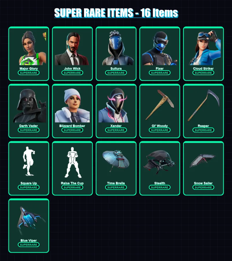 [PS4/PS5/PC] | Renegade Raider | Ghoul Trooper | Skull Trooper  | Major Glory | John Wick | 650 skin | 615 pickaxe | 418 emote | 317 glider | Lv3788