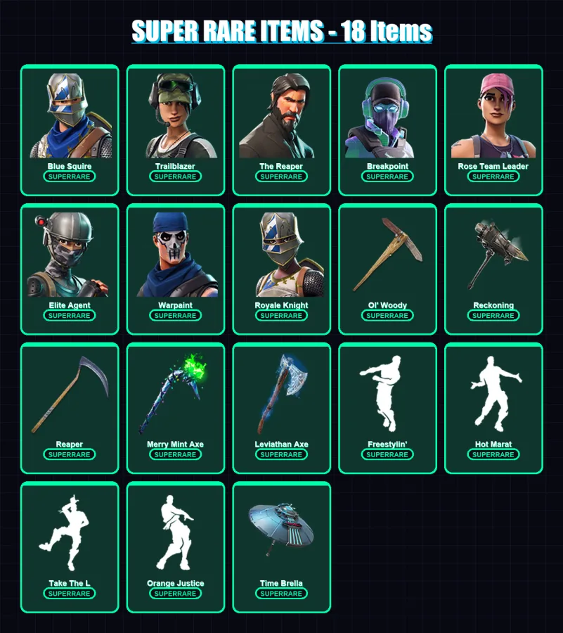 [PC/XBOX/PSN] | Blue Squire | Trailblazer | The Reaper | Breakpoint | Rose Team Leader | 378 skin | 383 pickaxe | 308 emote | 300 glider | Lv4903