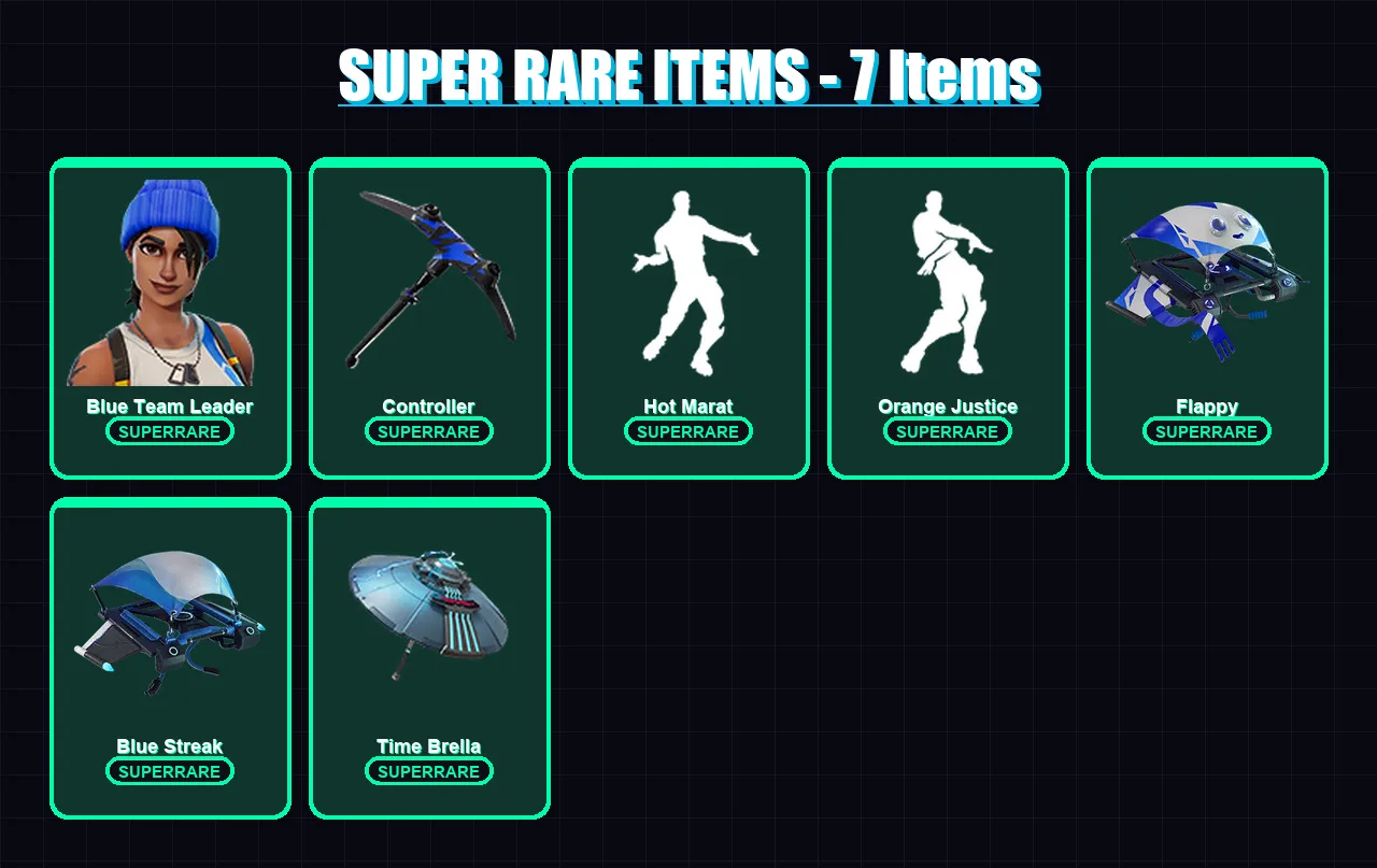 [PC/XBOX] | Blue Team Leader | Blackheart | Zenith | Drift | Hybrid | 25 skin | 61 pickaxe | 73 emote | 69 glider | Lv1243