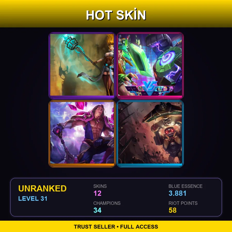 LAN | Lv31 | Unranked | 12 Skin | 34 Champ