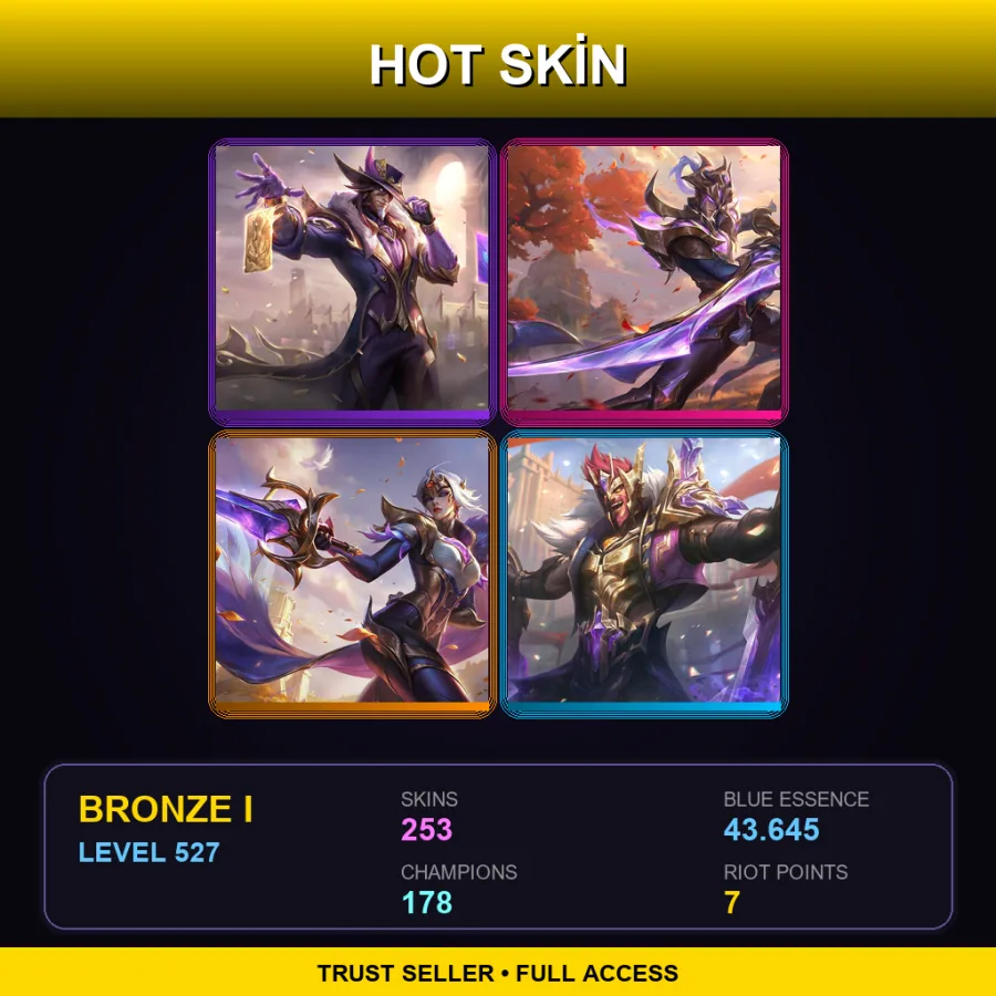 SG | Lv527 | Bronze I | 253 Skin | 178 Champ — LoL account