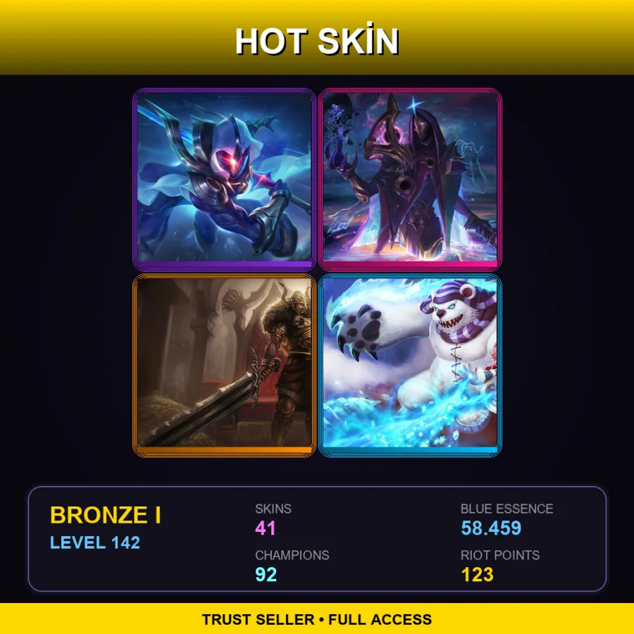 EUW | Lv142 | Bronze I | 41 Skin | 92 Champ
