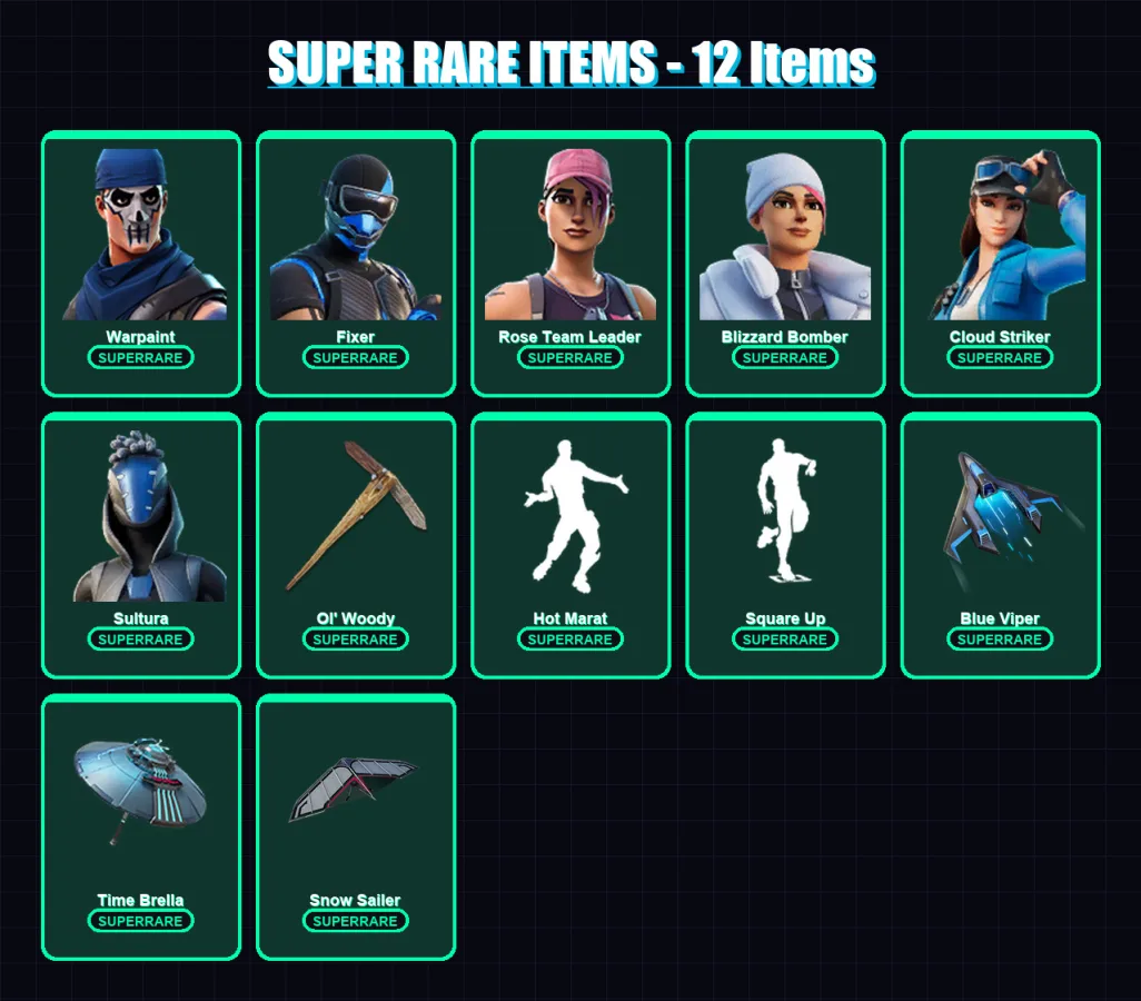 [PS4/PS5/XBOX/PC] | Warpaint | Fixer | Rose Team Leader | Blizzard Bomber | Cloud Striker | 84 skin | 80 pickaxe | 64 emote | 83 glider | Lv898 — Fortnite account