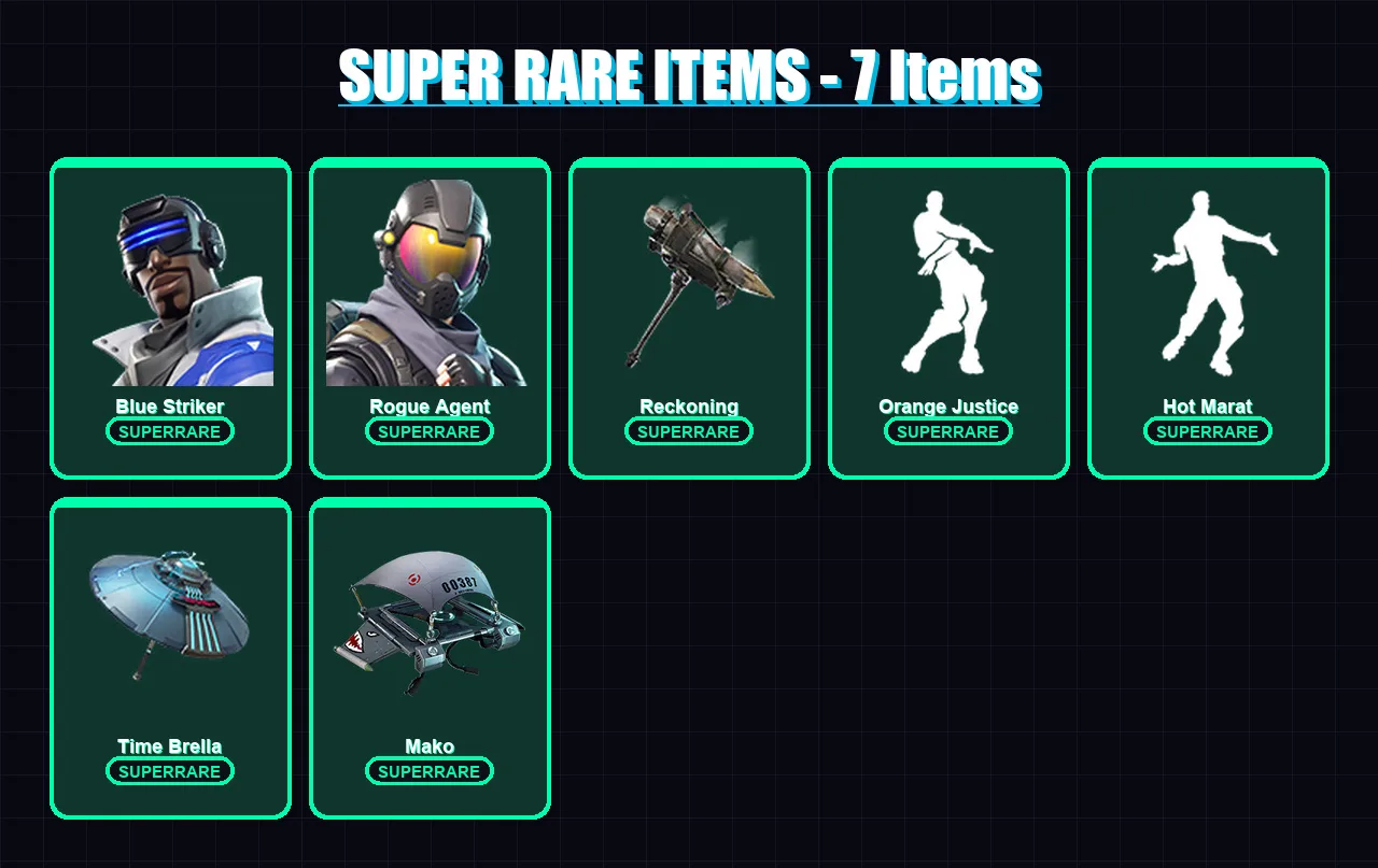 [PS4/PS5/XBOX/PC] | Blue Striker | Rogue Agent | Ronin | Blackheart | Mandalorian | 100 skin | 124 pickaxe | 83 emote | 127 glider | Lv1856