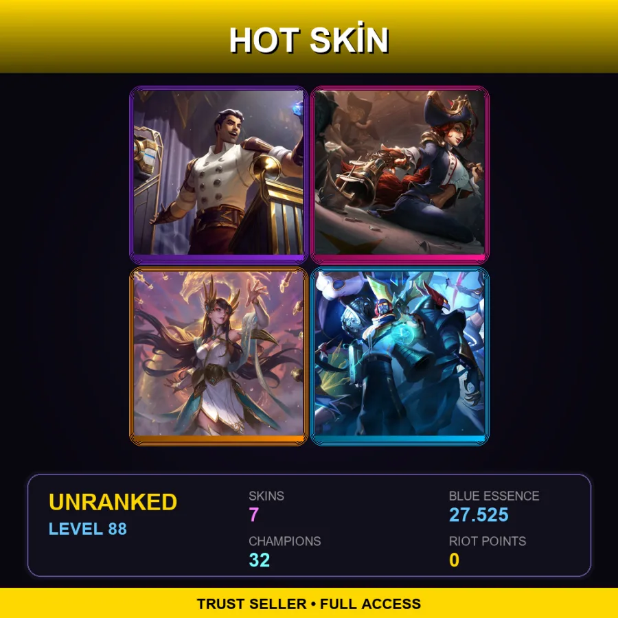 LAN | Lv88 | Unranked | 7 Skin | 32 Champ