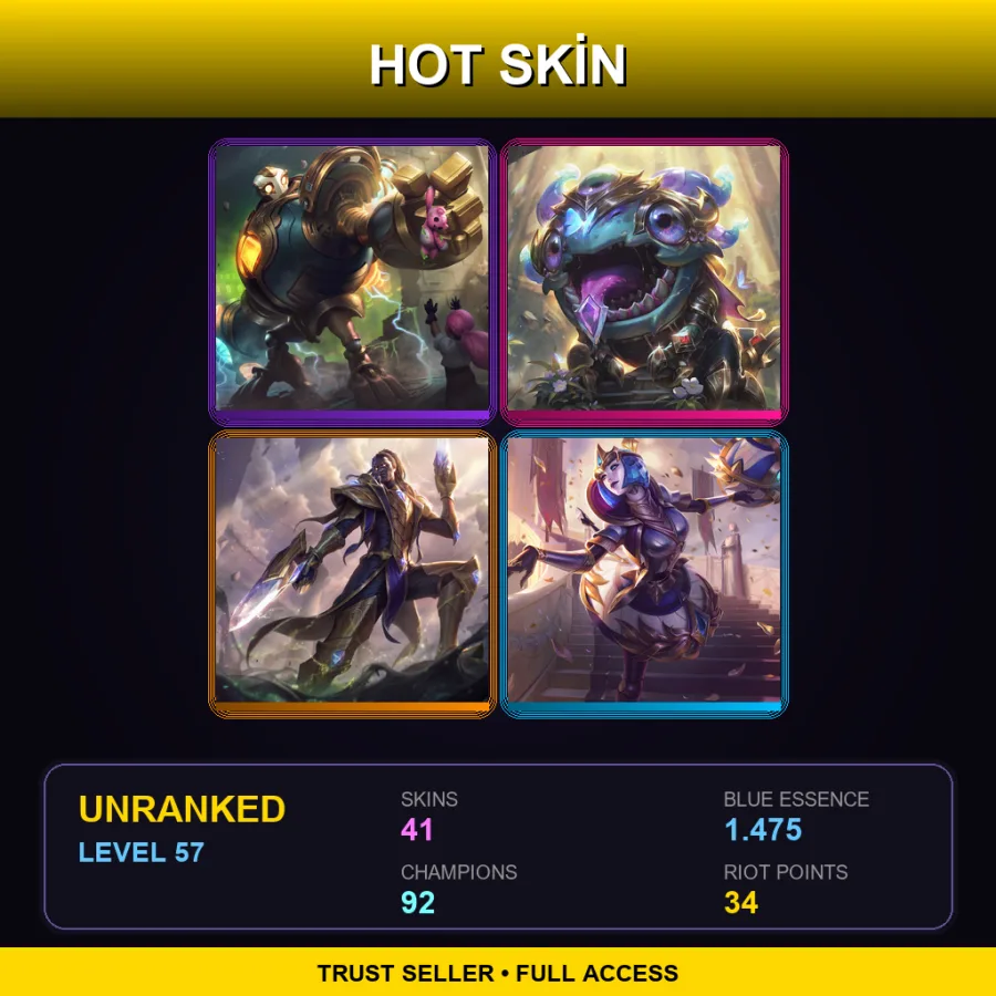 SG | Lv57 | Unranked | 41 Skin | 92 Champ