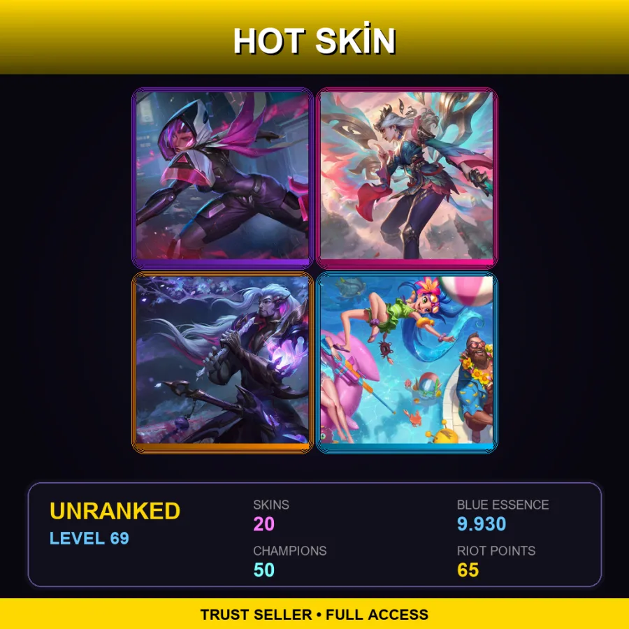 EUNE | Lv69 | Unranked | 20 Skin | 50 Champ — LoL account