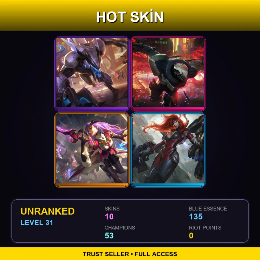 TR | Lv31 | Unranked | 10 Skin | 53 Champ — God King Garen