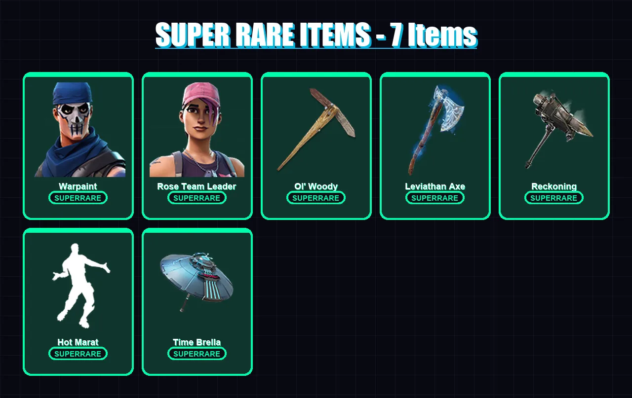 [PC/XBOX/PSN] | Warpaint | Rose Team Leader | Menace | Sentinel | A.I.M. | 116 skin | 123 pickaxe | 116 emote | 127 glider | Lv1636