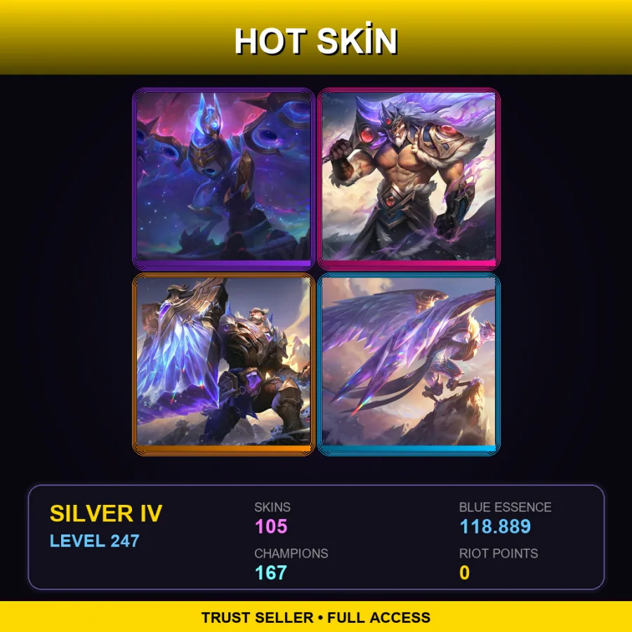 VN | Lv247 | Silver IV | 105 Skin | 167 Champ — LoL account