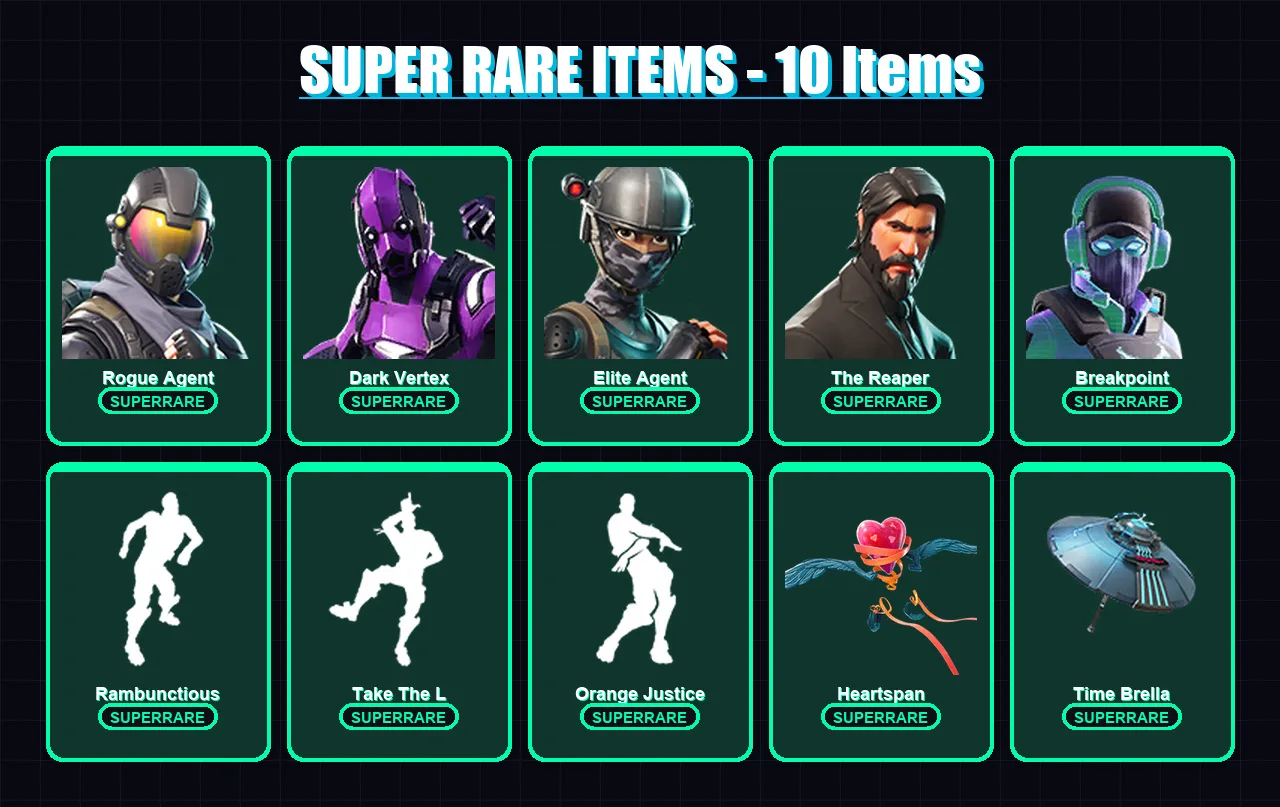 [PC/PSN] | Rogue Agent | Dark Vertex | Elite Agent | The Reaper | Breakpoint | 84 skin | 73 pickaxe | 90 emote | 73 glider | Lv1054