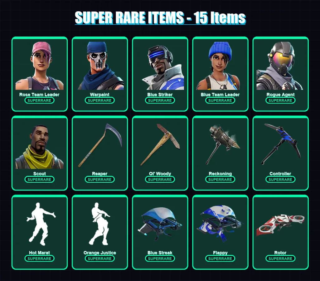 [PC/XBOX] | Double Helix | Rose Team Leader | Warpaint | Blue Striker | Blue Team Leader | 119 skin | 149 pickaxe | 129 emote | 119 glider | Lv1356