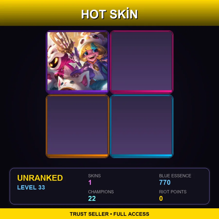 EUW | Lv33 | Unranked | 1 Skin | 22 Champ — LoL account