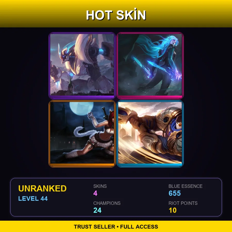 EUNE | Lv44 | Unranked | 4 Skin | 24 Champ — Garen Skin 43