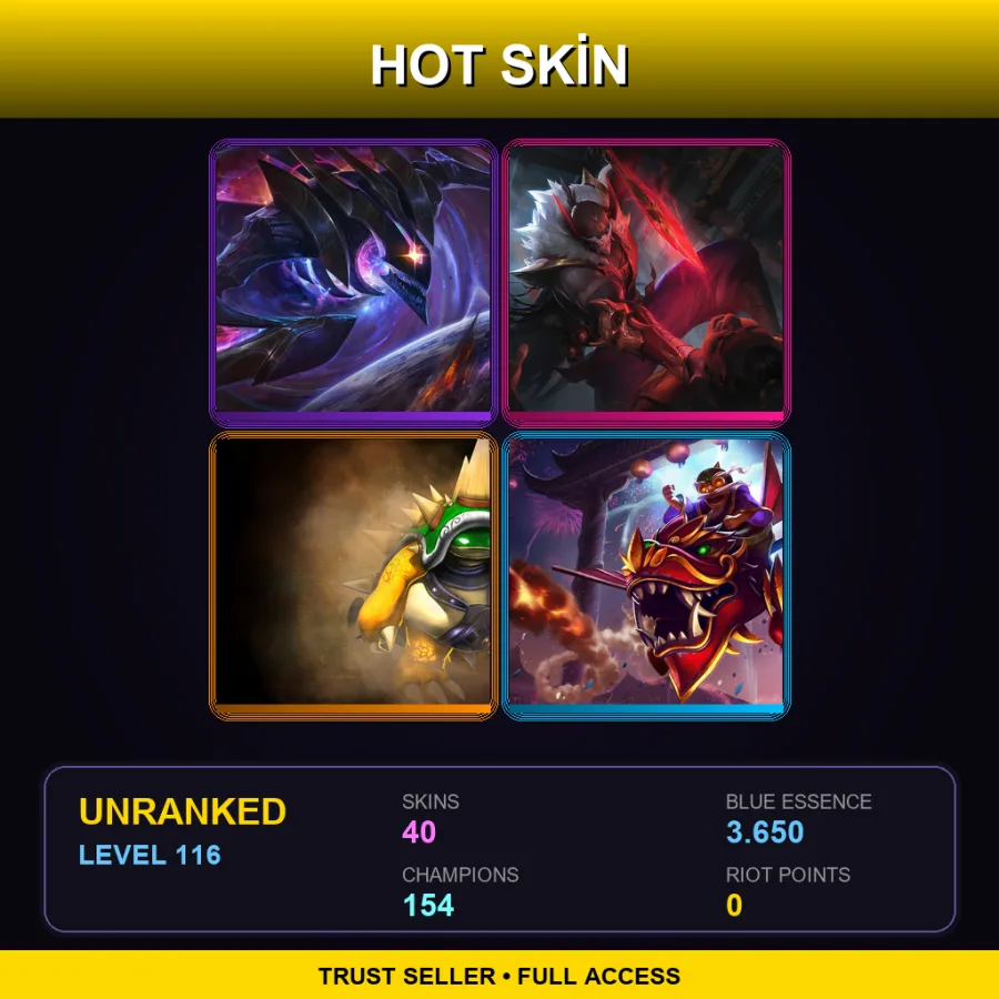 VN | Lv116 | Unranked | 40 Skin | 154 Champ