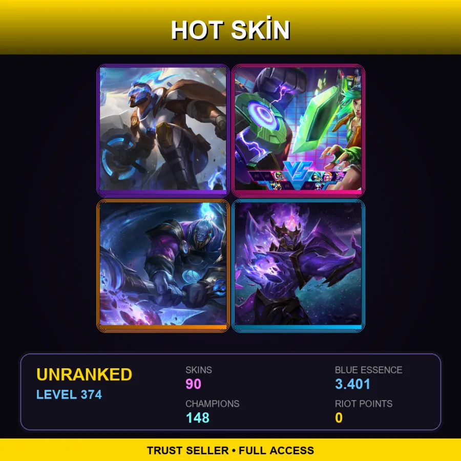 LAS | Lv374 | Unranked | 90 Skin | 148 Champ — Amethyst Ashe