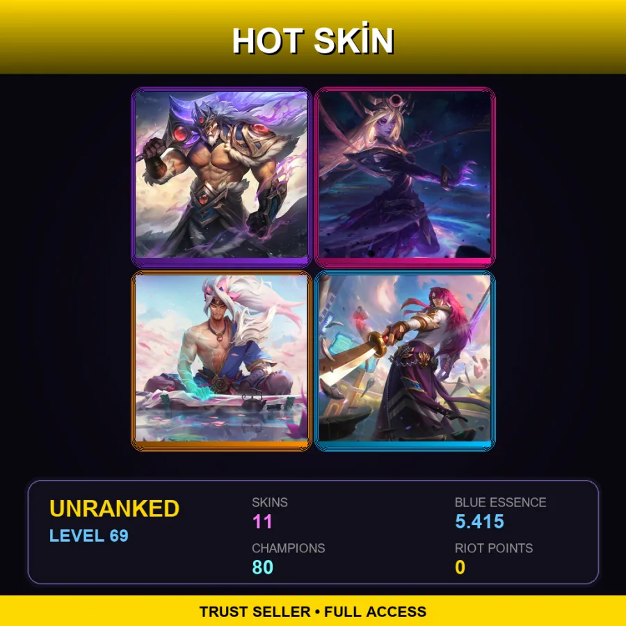 LAN | Lv69 | Unranked | 11 Skin | 80 Champ — LoL account