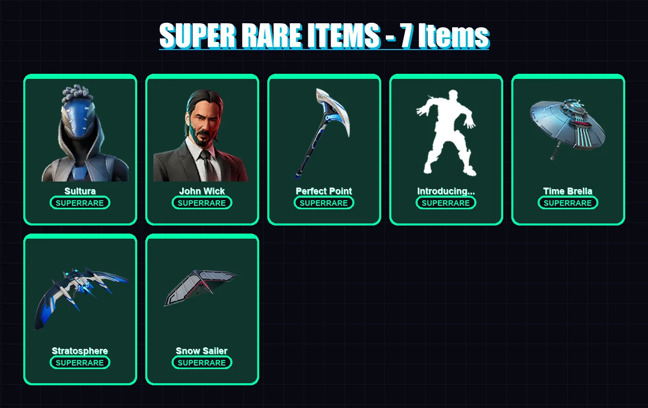 [PC] | Sultura | John Wick | Peter Griffin | Fusion | Ronin | 55 skin | 74 pickaxe | 75 emote | 62 glider | Lv1301