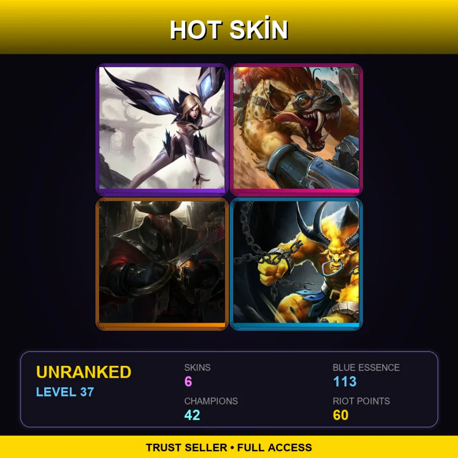 LAS | Lv37 | Unranked | 6 Skin | 42 Champ — LoL account