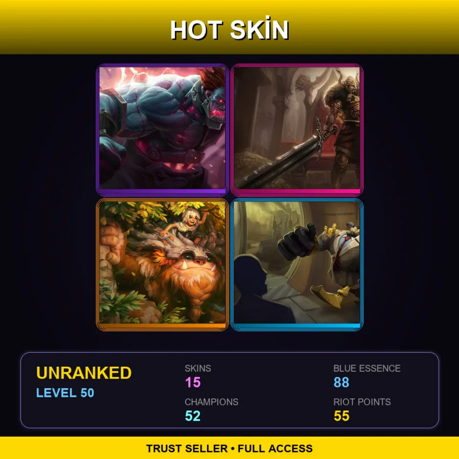 EUNE | Lv50 | Unranked | 15 Skin | 52 Champ