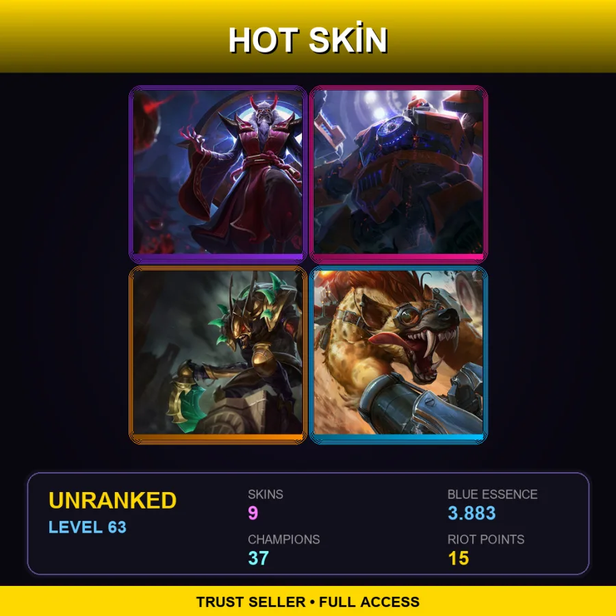 EUW | Lv63 | Unranked | 9 Skin | 37 Champ