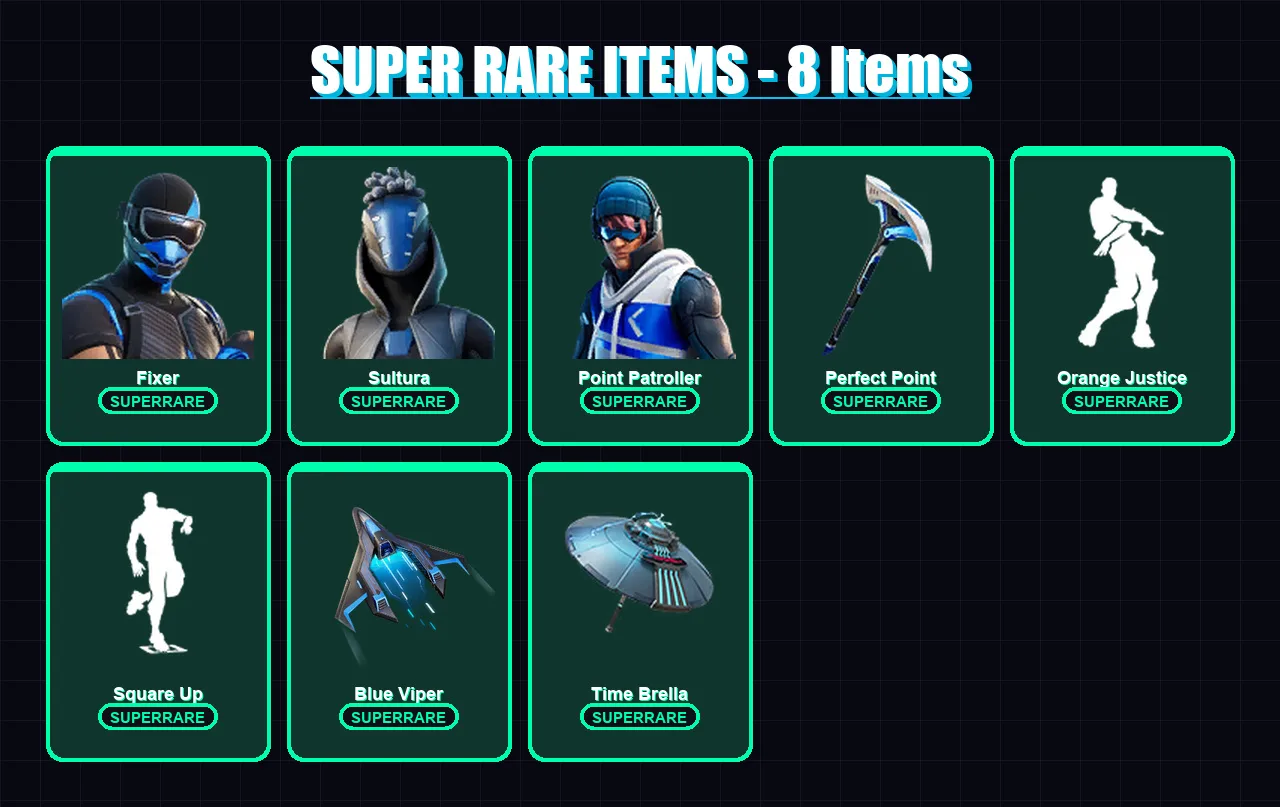 [PS4/PS5/XBOX/PC] | Fixer | Sultura | Point Patroller | Fade | Blackheart | 119 skin | 145 pickaxe | 111 emote | 121 glider | Lv1738