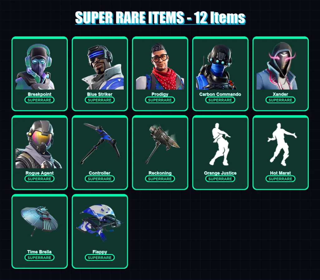 [PC/PSN] | Breakpoint | Blue Striker | Prodigy | Carbon Commando | Xander | 195 skin | 179 pickaxe | 173 emote | 153 glider | Lv2181