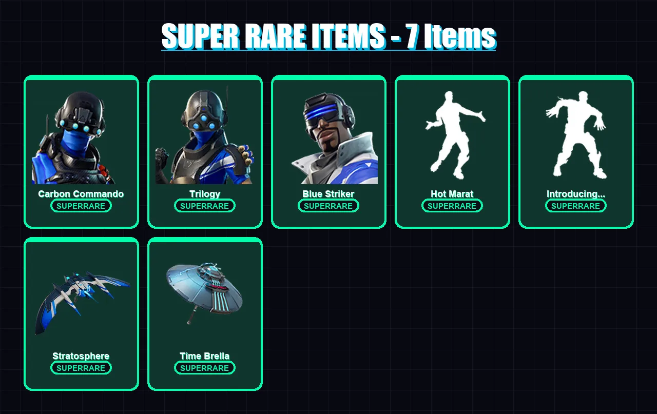 [PS4/PS5/XBOX/PC] | Carbon Commando | Trilogy | Blue Striker | Frozen Red Knight | Deadpool | 108 skin | 153 pickaxe | 106 emote | 127 glider | Lv23