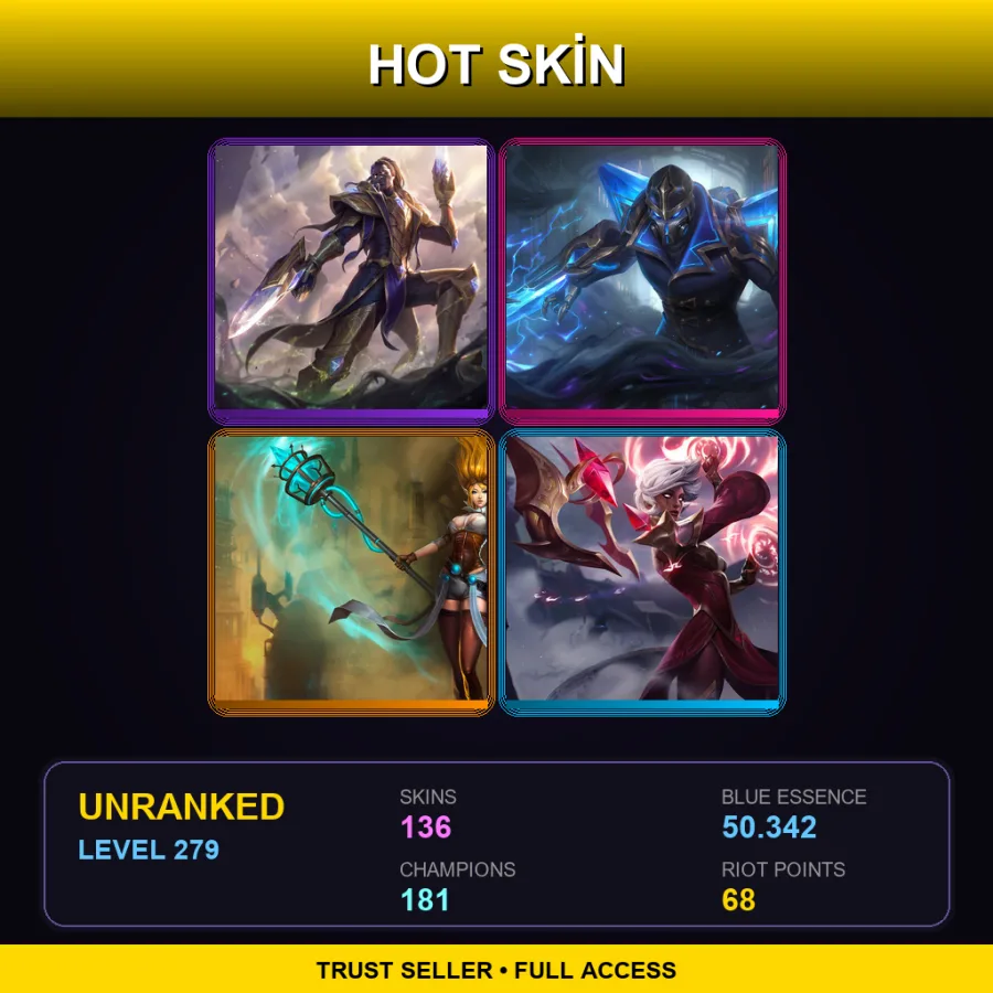 EUW | Victorious Lucian | Hextech Kassadin | Hextech Janna | Conqueror Karma | 136 Skin | 181 Champ | Lv279