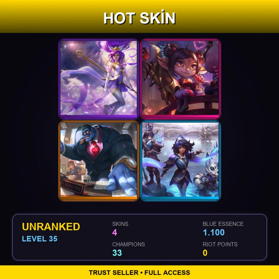 RU | Star Guardian Janna | Firecracker Tristana | Corporate Mundo | SSG Xayah | 4 Skin | 33 Champ | Lv35