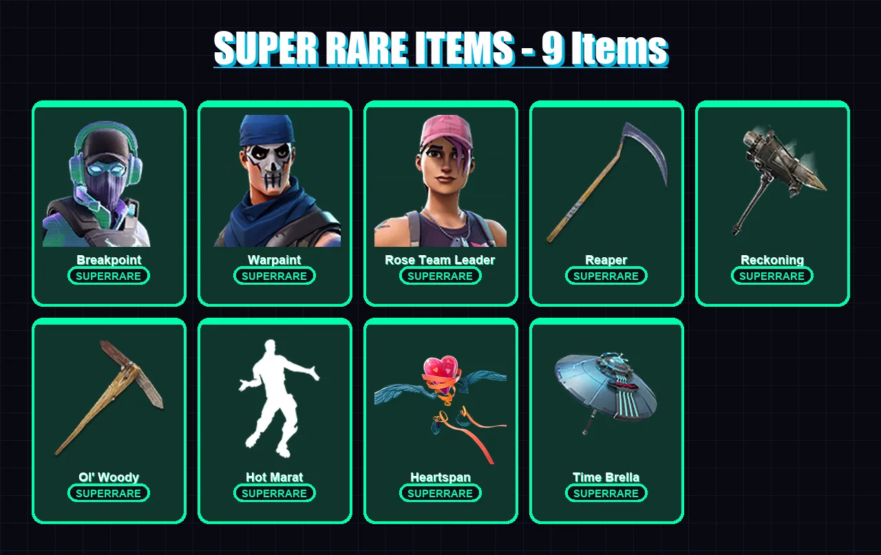 [PS4/PS5/PC] | Breakpoint | Warpaint | Rose Team Leader | A.I.M. | Dire | 92 skin | 101 pickaxe | 104 emote | 109 glider | Lv1571