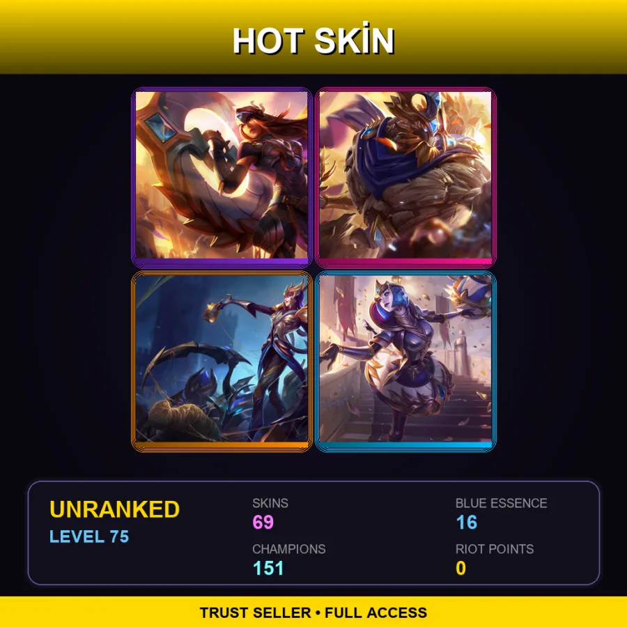 SG | Lv75 | Unranked | 69 Skin | 151 Champ — LoL account