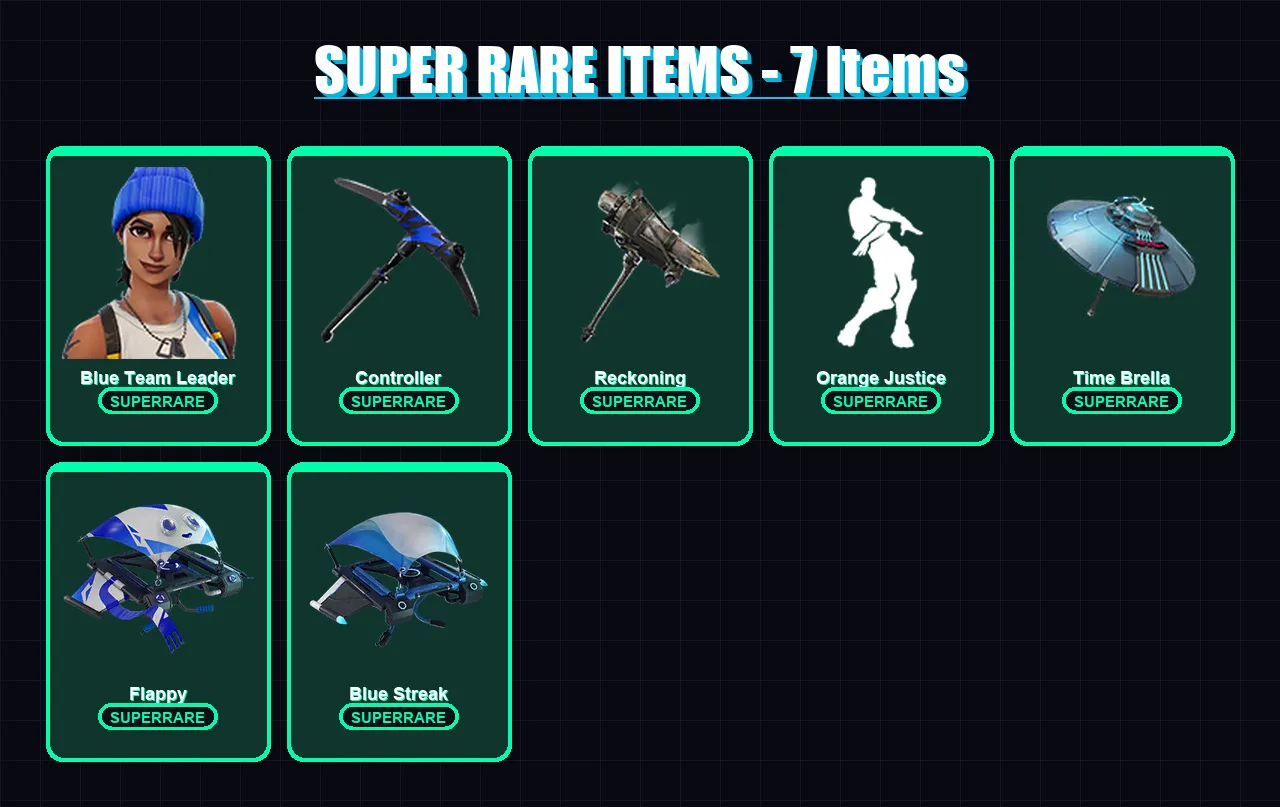 [PS4/PS5/XBOX/PC] | Blue Team Leader | Deadpool | The Origin | Zenith | Raz | 105 skin | 139 pickaxe | 110 emote | 145 glider | Lv2320