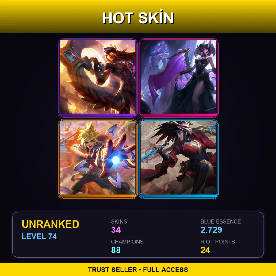 TR | Lv74 | Unranked | 34 Skin | 88 Champ
