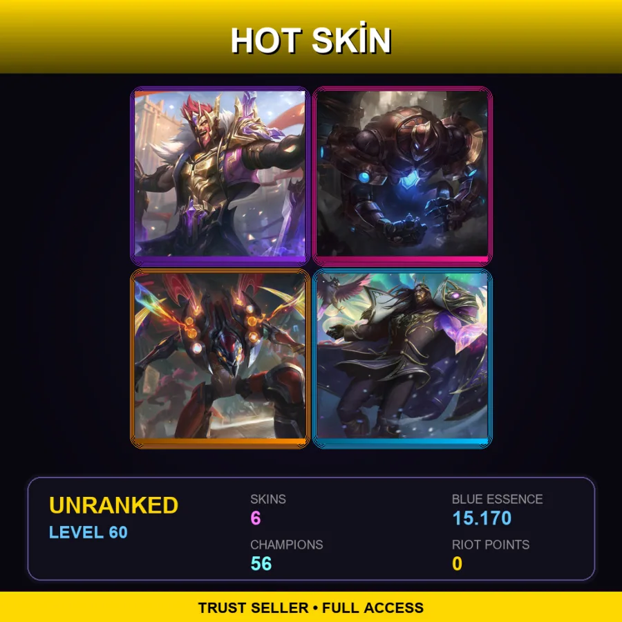 LAN | Lv60 | Unranked | 6 Skin | 56 Champ — Hextech Galio