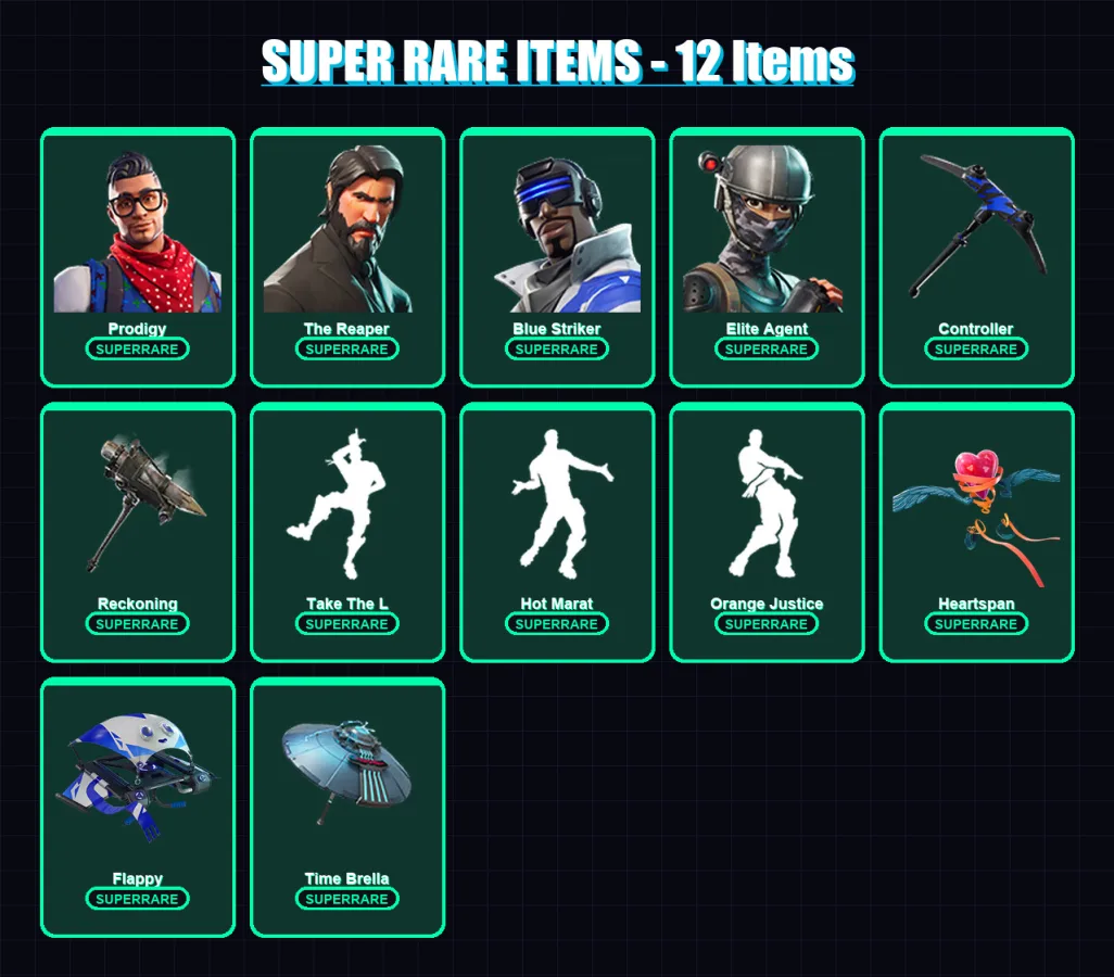 [PS4/PS5/XBOX/PC] | Prodigy | The Reaper | Blue Striker | Elite Agent | Frozen Love Ranger | 85 skin | 83 pickaxe | 86 emote | 85 glider | Lv1375 — Fortnite account